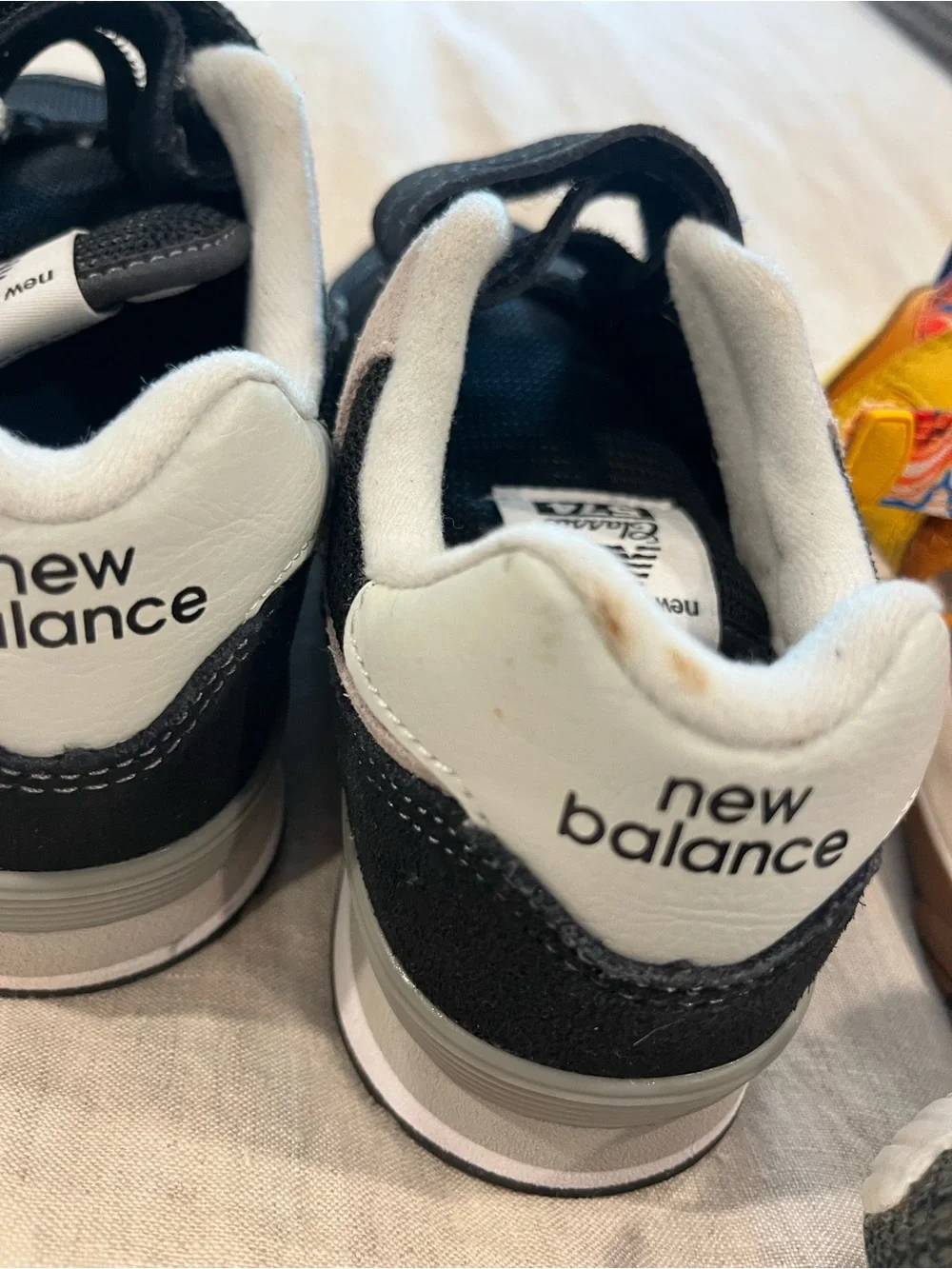 New Balance Kids Classic 574 Hook-and-Loop Sneakers in Black and White